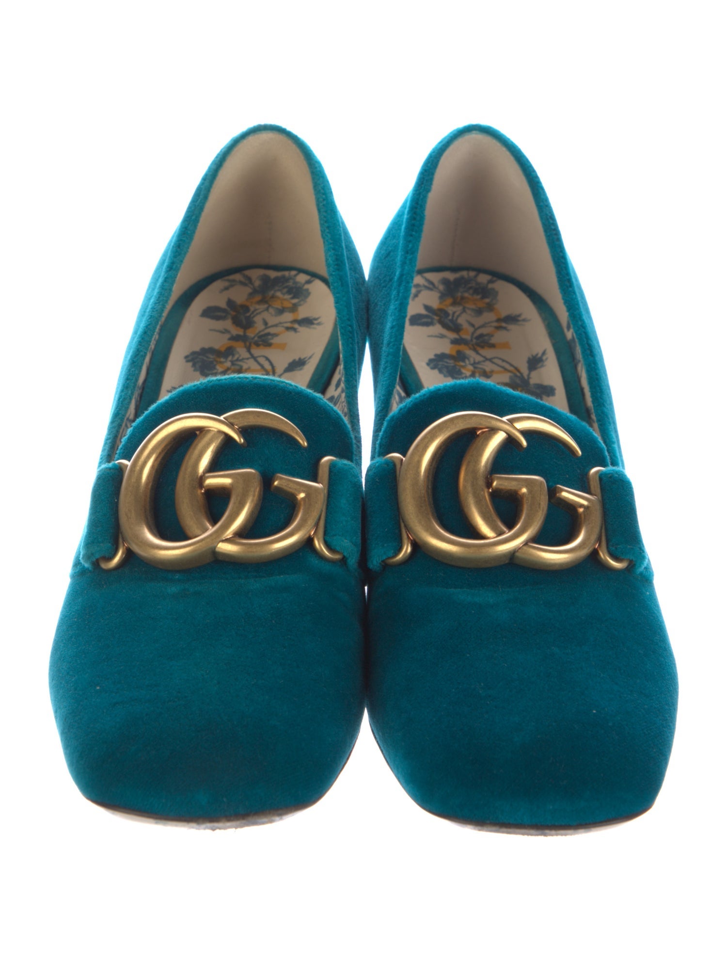 Gucci Double G Logo Velvet Pumps